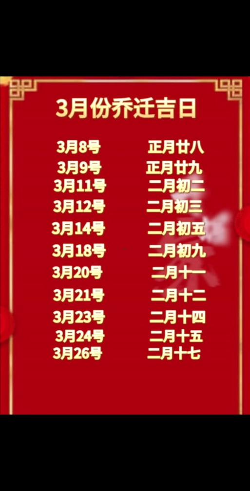 2026年3月黃道吉日表