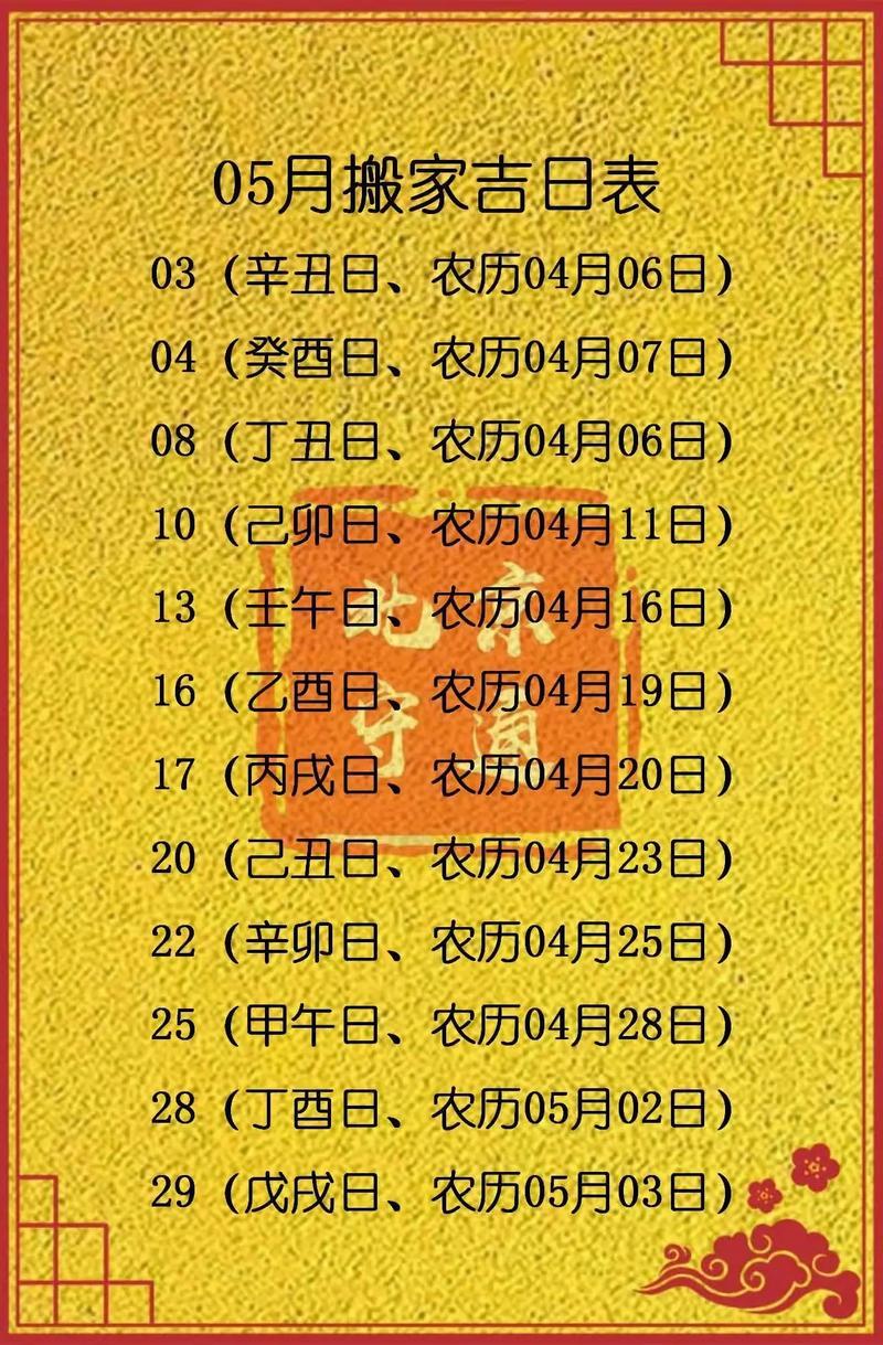 2026年5月搬家吉日